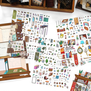 Mr.<span class=keywords><strong>Paper</strong></span> 大型 PVC 水槽装飾ステッカー 漫画風コテージインテリアパターン;装飾用 - Product Image 3