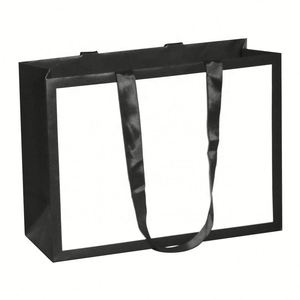 Sacs cadeaux de luxe en carton blanc imprimés sur mesure avec poignée pour chaussures et vêtements, logo personnalisé - Product Image 1