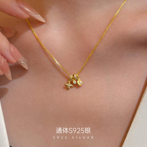 Collar de Plata de Ley S925 con Dije de Trébol de Cuatro Hojas y Cadena <span class=keywords><strong>Chopin</strong></span> para Mujer - Product Image 2