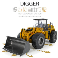 Excavadora RC de Aleación 1:14 24CH, Camión de Construcción Eléctrico con Control Remoto, Batería de Iones de Litio, Juguete de Ingeniería de Simulación