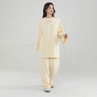 Lignes 2025 Jaune Clair En Gros Usine Modal Air-couche Tissu Musulman Femmes Robe Grande Taille Deux Ensembles De Tops D'été