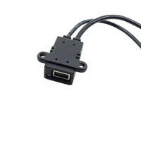 Câble USB femelle DC vers montage sur panneau, étanche IP65, double fixation, prise USB fixe, alimentation uniquement, cordon UL2464 20AWG