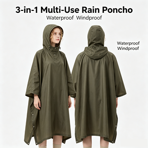 Impermeable 3 en 1 para Adultos con Capucha, <span class=keywords><strong>de</strong></span> Poliéster 190T con Revestimiento <span class=keywords><strong>de</strong></span> PVC, para Senderismo, Camping, Montañismo, Multiusos, Lona, Tapete para el Suelo - Product Image 1