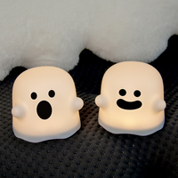 Lampe de nuit LED rechargeable en silicone moderne, mignonne lampe de table fantôme de dessin animé avec capteur tactile USB pour chambre de bébé, chambre à coucher, salon
