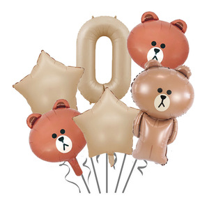 Set di Palloncini in Alluminio a Forma di Orso Cartoon <span class=keywords><strong>con</strong></span> Numeri, Ecologici e Durevoli, Decorazione di Sfondo per Feste di Compleanno per Bambini - Product Image 4