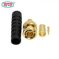 SDI BNC Male Plug Connector for RG59, Fully Gold-plated, with Boot RF Connectors in Stock