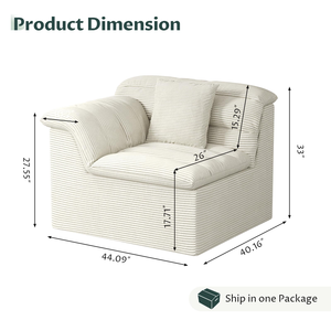 <span class=keywords><strong>Canapé</strong></span>-lit moderne <span class=keywords><strong>en</strong></span> velours côtelé, sans armature, avec accoudoir unique, <span class=keywords><strong>en</strong></span> <span class=keywords><strong>mousse</strong></span> compressée, pour salon, aucun assemblage requis - Product Image 5