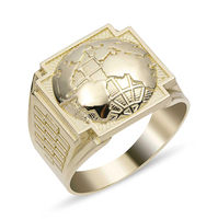 Stilvoller Vintage-Ring im Eisenbahn-Stil mit Welt-Totem-Motiv, 14K vergoldet, ideal für den Alltag