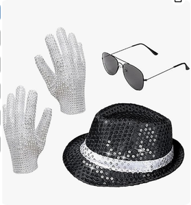 Ecowalson DISCO Beach Sequin Hat Tie Gloves Set Winter Pop Super Star Costume Accessories Adult Rock Super Star Party Hats - Product Image 6