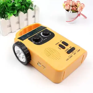 Radio Tangan Multi Guna Tenaga Surya, Senter 5LED dengan Lampu Baca, Pengisian Daya USB, Alarm Darurat