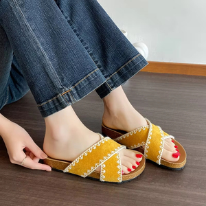 Sandalias de Plataforma con Tiras Cruzadas de Tela Vaquera para Mujer, Verano 2026, Sandalias Planas con Correa Trasera, Estilo Muffin - Product Image 3