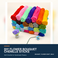 Bunga Buatan Sendiri dari Tongkat Chenille 30cm, Batang Chenille, Pembersih Pipa, Kawat Bulu, Perlengkapan Kerajinan Pembuatan Bunga Buatan Tangan, Grosir