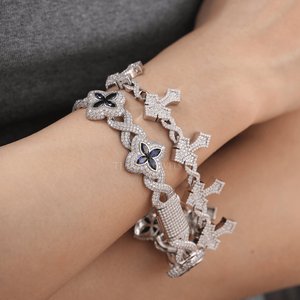 Bracelet Classique pour Femme en Chaîne à Maillons Diamantés, Argent Sterling 925 Plaqué Or, Style Hip Hop, Bijoux Élégants et Raffinés, Mode Intemporelle - Product Image 3