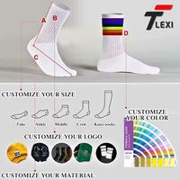 Chaussettes de compression respirantes en coton pour femmes, personnalisables, motif léopard numérique, couleurs arc-en-ciel, technique tricotée, avec revers jetable