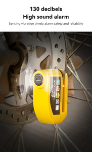BG-1238 Zinklegierung <span class=keywords><strong>Alarm</strong></span>-Scheibenbremsenschloss Radbremsenschloss 130dB Vibrations-Diebstahlschutz Wasserdichtes Schloss für Motorrad E-Bike Fahrrad - Product Image 5