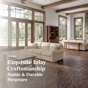 Suelo de Madera Multicapa de 800 mm, Resistente al Agua, con Incrustaciones Metálicas, Parqué de Roble de 15 mm de Grosor, Moderno, para Sala de Estar, Exteriores y Parques - Product Image 4