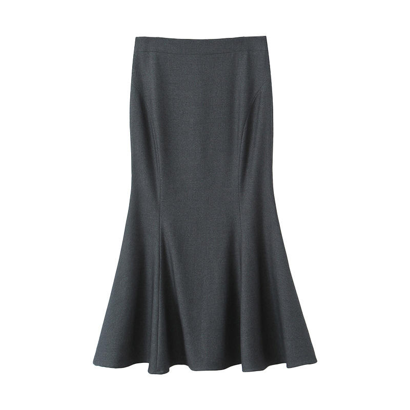 กระโปรงสีเทาเกรดพรีเมียม ความยาวระดับกลาง