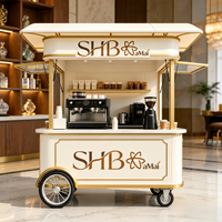 Carrito de Café Móvil Comercial de Lujo, Kiosco de Espresso Personalizado con Logotipo para Hotel, Centro Comercial, Alquiler para Eventos, Café para Bodas