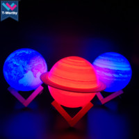 Lampe 3D des 8 planètes principales, lampe de nuit Jupiter pour enfants, lampe lunaire à chargement USB avec support, cadeau original