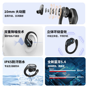 Bsinfen Sports Wireless Earbuds <b>Bluetooth</b> 5.4 In Ear Hook Design IPX5 Waterproof Touch Control - Product Image 2