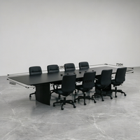 Table de conférence rectangulaire noire moderne, grande table de réunion de bureau pour 8 à 10 personnes