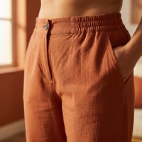 Pantalones Bombachos de Cintura Alta de Terracota Personalizados para Mujer, Tallas Grandes, Cintura Elástica Tejida, Corte a la Altura del Tobillo, Pantalones de Verano, Tallas S a 5XL