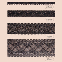 Accessoires de jupe en polyester écologique décorés de dentelle florale élastique avec ourlet allongé et bordure noire