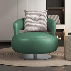 Sillón Giratorio Individual de Lujo Nórdico, Sillón de Diseño para Sala de Estar, Balcón, Sillón Giratorio de Cuero para Descanso y Ocio - Product Image 6