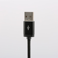 Kabel Data USB kepang nilon kualitas tinggi penjualan terbaik kabel hitam 90 derajat pria 5pin mikro
