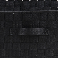 Panier de rangement rectangulaire de luxe en sangle PP tressée noire, écologique, avec poignées, pour la maison et le bureau