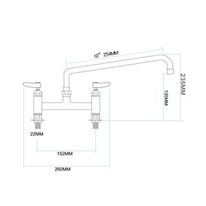 Robinet de cuisine moderne en laiton chromé à montage sur plan, avec bec pivotant et mitigeur à double levier, garantie 1 an pour la maison et le bureau - Product Image 2