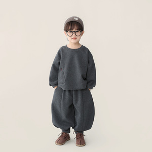 Completo Autunnale per Ragazzi, Nuova Stagione, Stile Coreano, Felpa e Pantaloni in Misto Cotone, Set Due Pezzi per Bambini - Product Image 3