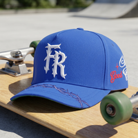 Qualitäts-Maßanfertigungen von Hüten mit Individueller Stickerei-Logo in Blau, Gebogener Schirm, 5-Panel Baseball Caps
