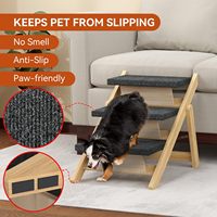 Rampe d'escalier pliable 2-en-1 pour chiens de taille moyenne, antidérapante, portable, sécurisée et durable, capacité 110 lb, 3 marches pour surfaces hautes