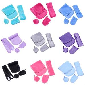 4 Pcs/Set Set de chiffons démaquillants réutilisables Serviette de nettoyage du visage Lingettes lavables en microfibre Gants nettoyants pour le visage - Product Image 2