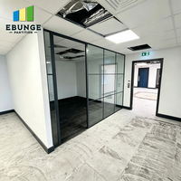 Cloison de séparation en verre noir à grille, cadre en aluminium, séparateur de bureau pour salle de réunion