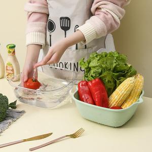 Double Layer Pet Transparent Drain Basket Square Folding For Kitchen Fruit Washing M Size - Product Image 3