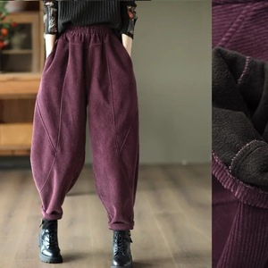 Harem <b>Pants</b> Women Corduroy Fleece <b>Lined</b> Thickened Plus Size Autumn Winter Casual <b>Pants</b> With Pockets Micro Elasticity - Product Image 1