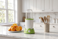 Mixeur Plongeant Électrique 200W, Capacité 0.4L, Faible Bruit, Contenant en Plastique, Commande par Bouton Poussoir pour Smoothies et Shakes