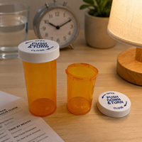 Flacon de pilules pharmaceutique résistant aux enfants 8dr 13dr 16dr 20dr avec bouchons en plastique à pression