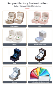 Cao Cấp Cá Nhân Hộp Đồ Trang Sức LED Hộp Nhẫn Bao Bì Biểu Tượng Tùy Chỉnh PU Da LED Ánh Sáng Trang Sức Hiển Thị Hộp - Product Image 5
