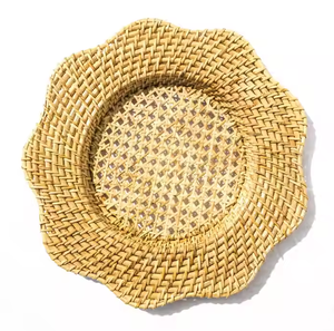 New Design Bohemian Style Eco-Friendly Round Flower Brown <b>Rattan</b> <b>Placemat</b> Charger Handwoven for Dining Table Made in Vietnam - Product Image 5