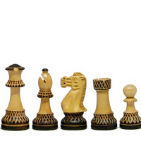 Juego de Piezas de Ajedrez de Madera de Lujo Hechas a Mano, Duraderas, con Diseños Tallados para Jugar al Aire Libre