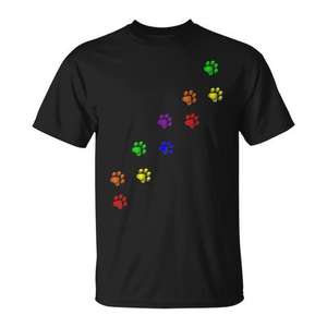 T-shirt pour amoureux des animaux de compagnie, chiens et chats, avec empreintes de pattes arc-en-ciel, Gay Pride - Product Image 1