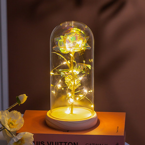 Flor de rosa artificial con cubierta de cristal, luz nocturna, adorno decorativo para San Valentín, Navidad, cumpleaños, decoración de mesa para el hogar - Product Image 4