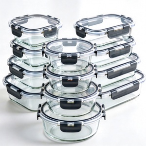 Juego de 12 Recipientes de Vidrio Borosilicato para Almacenamiento de Alimentos <span class=keywords><strong>con</strong></span> Tapas Herméticas Libres de BPA y Cierre a Presión para Almacenar Comida y Almuerzos - Product Image 2