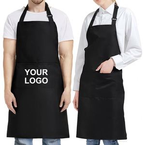 Wholesale Adjustable <b>Black</b> Bib <b>Apron</b> with Pockets Cooking Kitchen <b>Aprons</b> for Restaurant - Product Image 1