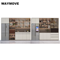 Buffet moderne de luxe à 4 tiroirs avec panneau de bois, caractéristique de refroidissement, couleur noire, accents dorés, meubles de rangement pour le vin de la salle à manger