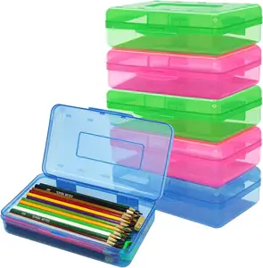 大型塑料铅笔盒盒散装各种颜色容量铅笔盒透明铅笔盒带盖按扣