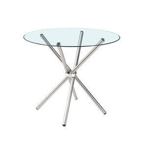 Chất Lượng Cao Kim Loại Vòng Rõ Ràng Glass Top Thức Ăn Nhanh Nhà Hàng Bảng Và Ghế Vòng Ghế Ăn Cho Nhà - Product Image 4